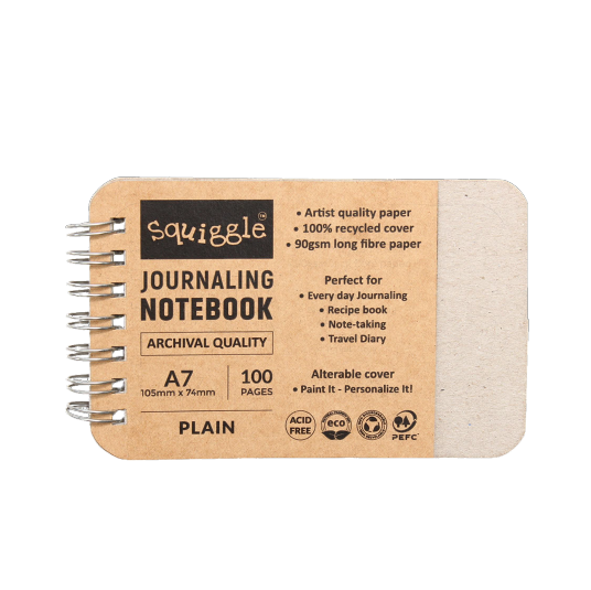 Journeling Note Book Premium Quality 90Gsm Spiral Binding Plain - A7, 100Pages 7 X 10Cm