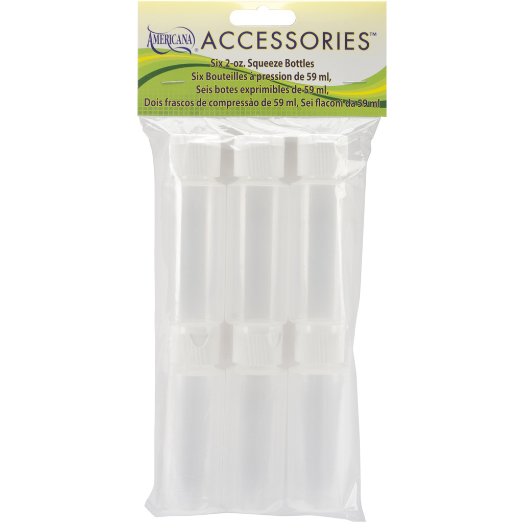 Empty Squeeze Bottles with Caps 6 pcs - 2 oz.