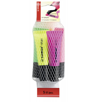 [0039094] Highlighter Neon Pack 5 pc Yellow/Orange/Pink/Green/Magenta