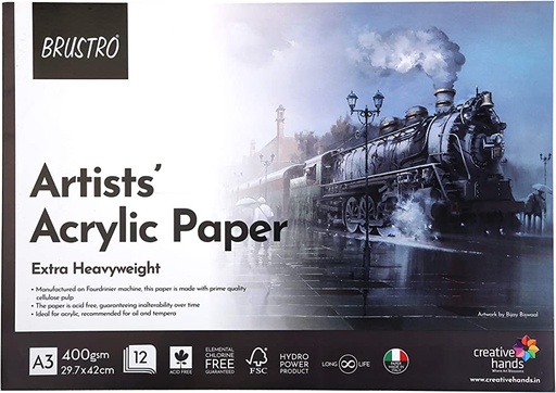 [2003244] Artists Acrylic Glued Pad A3 400gsm 12 Sheets