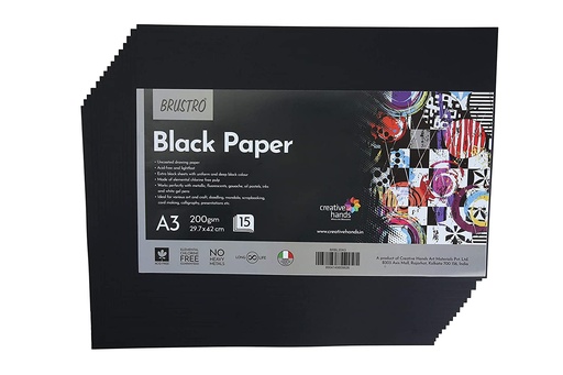 [2003248] Uncoated Black Paper 200 GSM A3 Pack 15