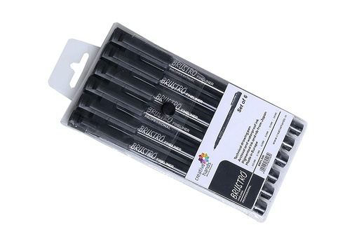 [0012674] Pen Brustro Fineliner Black Assorted Set 6