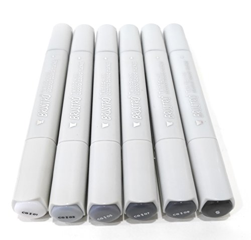[0030626] Marker Twin Tip Set- 6 Cool Greys A