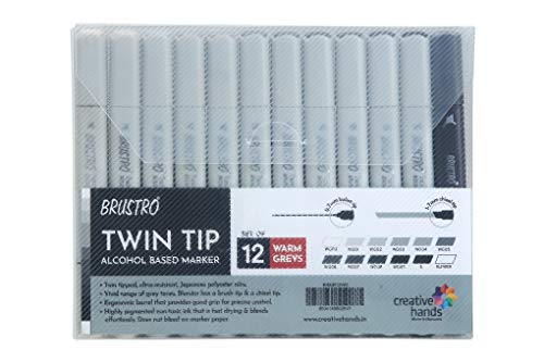 [0030637] Marker Brustro Twin Tip Set 12 Warm Grey