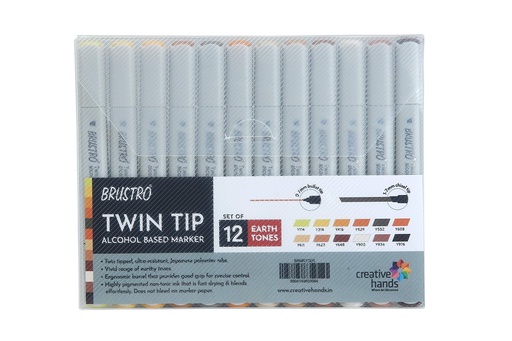 [0030639] Marker Brustro Twin Tip Set 12 Earth Tone