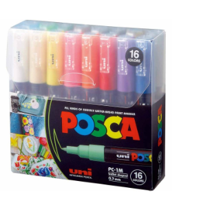 [0030732] Uni POSCA Marker PC-1M-Bullet Pack 16 Colours