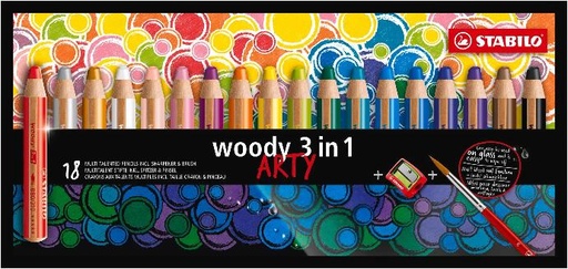 [0319097] Woody Multi Talented 3 in 1 Arty 18 pcs 
