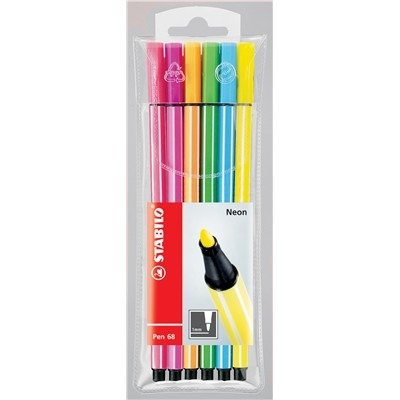 [0319076] Fibre-Tip Pen Premium 68 Wallet Neon 6c