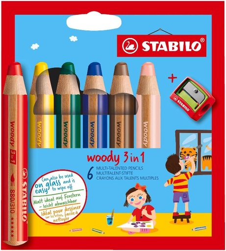 [0319078] Woody Multi Talented Pencil 3 in1 - 6 Colour
