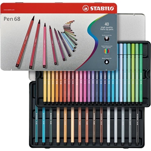 [0319089] Fibre-Tip Pen HQ Metal Box 40 Colour