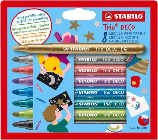 [0319095] Fibre-Tip Trio Deco Metallic 8 pcs WLT