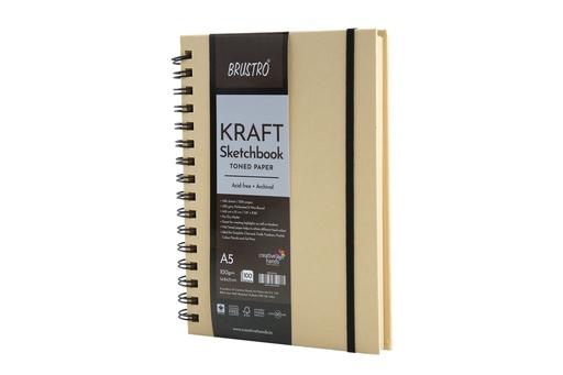 [0560630] Kraft Sketch Book Wiro Bound A5 100GSM