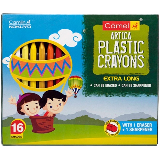 [0280091] Plastic Crayon 16-S(Hexo) + Eraser+Sharpener-122