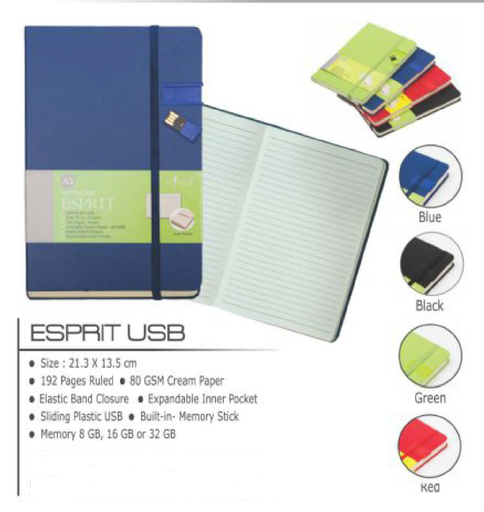 [0460318] Notebook A5 Tech - Esprit USB - 16 GB