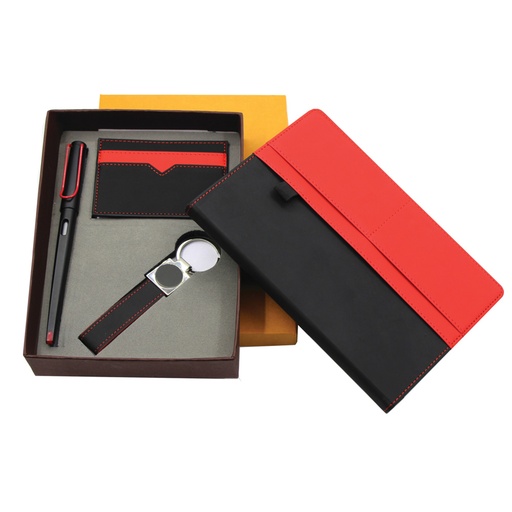 [0460324] Gift Set - Spazio - Notebook + Pen + Card Holder + Keychain + Flask