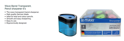 [0230687] Maxi wave sharpener translucent barrel single hole