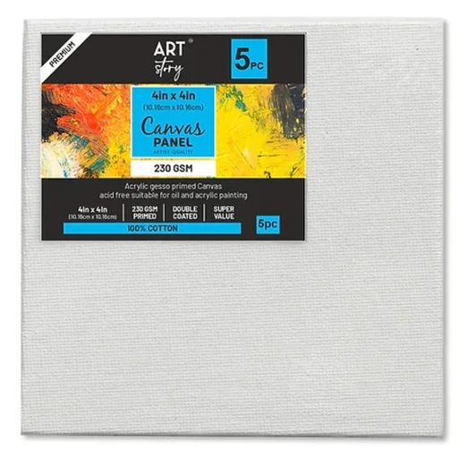 [1185160] Canvas Panel 2mm MDF Board 4X4 Inch 5pcs Pack