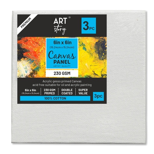 [1185161] Canvas Panel 2mm MDF Board 6x6 Inches 3pcs Pack