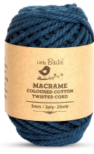 [1185176] Cotton Twisted Cord - Fushion Blue 3mm, 3ply, 25mtr