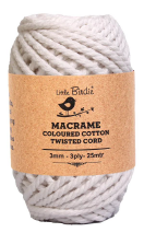 [1185177] Cotton Twisted Cord - Half White 3mm, 3ply, 25mtr