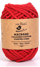 [1185179] Cotton Twisted Cord - Red 3mm, 3ply, 25mtr