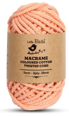 [1185182] Cotton Twisted Cord - Peach 3mm, 3ply, 25mtr