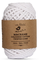 [1185185] Cotton Twisted Cord - Milky White 3mm, 3ply, 25mtr
