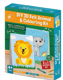 [1185221] DIY - 3D Felt Lion And Elephant Animal And Colouring Kit