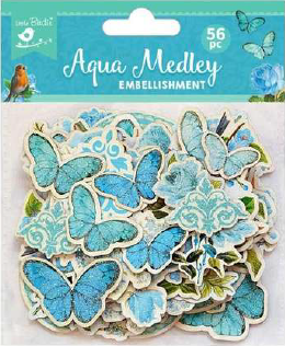 [1185229] Embellishment Aqua Medley 56Pc