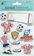 [1185237] Self Adhesive 3D Embellishment - Soccer Performer 10Pc