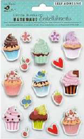 [1185240] Self Adhesive 3D Embellishment - Cupcakes And Berries 17Pc