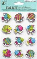 [1185241] Self Adhesive 3D Embellishment - Doodle Fish 12Pc