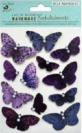 [1185246] Self Adhesive 3D Embellishment - Butterfly Gallery Grape Sorbet 12Pc