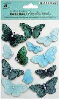 [1185247] Self Adhesive 3D Embellishment - Butterfly Gallery Blue Bay 12Pc