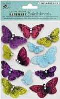 [1185248] Self Adhesive 3D Embellishment - Butterfly Gallery Tropical Forest 12Pc