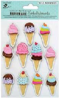 [1185249] Self Adhesive 3D Embellishment - Ice Cream Treat 11Pc
