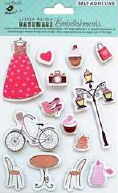 [1185252] Self Adhesive 3D Embellishment - Diva'S Day Out 14Pc