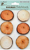 [1185276] Printed Wood Circle Embellishment  6Pc