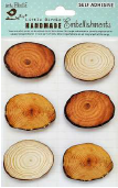 [1185277] Printed Wood Oval Embellishment  6Pc