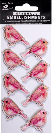 [1185310] 3D Embellishments - Country Robin Rosy Blush 8pc