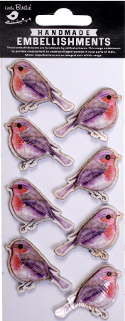 [1185311] 3D Embellishments - Country Robin Pastel Purple 8pc
