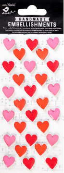 [1185320] Handmade Resin Embellishment Rosy Red Hearts 28pc