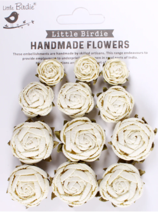 [1185372] Handmade Flowers -English Roses Moon Light 12pc