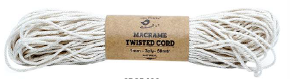 [1185383] Macrame Twisted Cord Natural 1Mm 3Ply 50Mtr