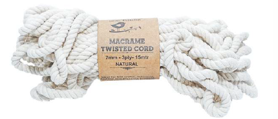 [1185389] Macrame Twisted Cord Natural 7Mm 3Ply 15Mtr