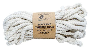 [1185390] Macrame Twisted Cord Natural 8Mm 3Ply 15Mtr