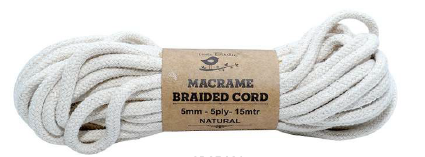 [1185393] Macrame Braided Cord Natural 5mm 5Ply 15Mtr