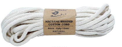[1185394] Macrame Braided Cord Natural 6mm 6Ply 15mtr