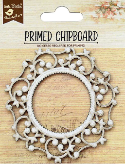 [1185418] Primed Chipboard Elegant Swirls - Round Frame