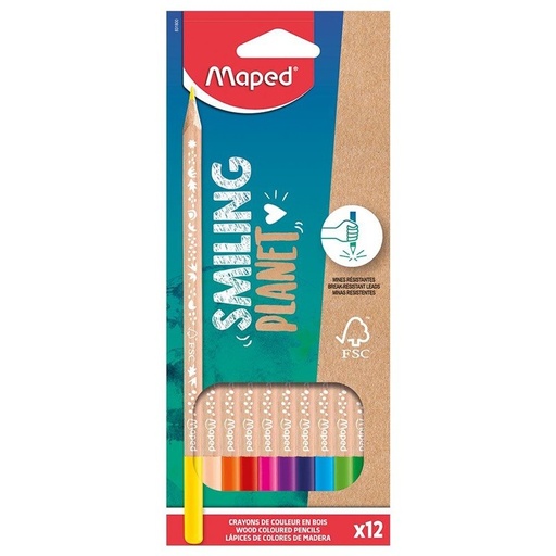[0230579] Color Pencils Smiling Planet 12 Colours